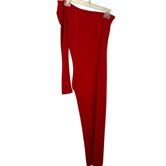NWT Forever 21 Red Side Slit Body Con Dress Even Glam M Holiday Business Stretch - Picture 1 of 5